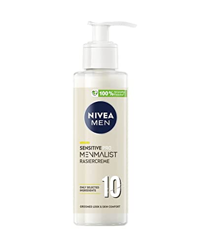 NIVEA MEN Sensitive Pro Menmalist Rasiercreme (200 ml), milde Formel mit 10 ausgewählten Inhaltsstoffen, transparentes Rasiergel für die Vollrasur und für alle Bartträger