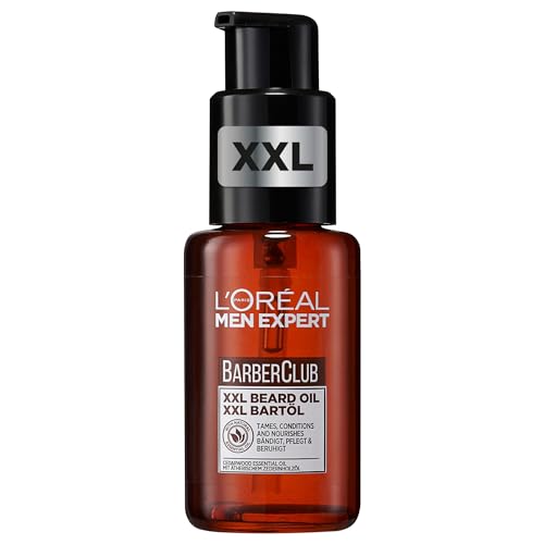 L'Oréal Men Expert XXL Bartöl für Männer, Unterstützung beim gesunden Bartwachstum, Beruhigende Bartpflege für Herren mit Zedernholzöl, Barber Club, [Amazon Exclusive], 1 x 50 ml