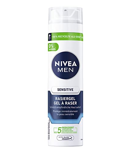 NIVEA MEN Sensitive Rasiergel (200 ml), Rasiergel mit Kamille, Hamamelis und Vitamin E für eine sanfte Rasur,...