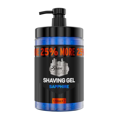 The Shave Factory Shaving Gel - Perfektes Rasiererlebnis, Feuchtigkeit, Schutz und Komfort für Männer – Premium-Rasiergel für eine ultra-glatte und erfrischende Rasur (Sapphire, 1250ML)