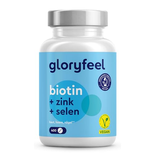 Biotin + Zink + Selen - 400 Tabletten (13 Monate) - Vitamine für Haut, Haare & Nägel* hoch bioverfügbar - 100% vegan, laborgeprüft und ohne Zusätze in Deutschland hergestellt