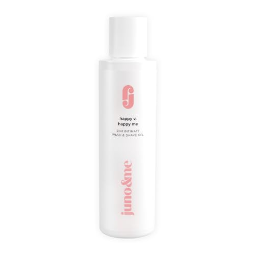 juno & me – 2in1 Intimate Wash & Shave Gel: natürliches Rasiergel für Intimrasur mit Milchsäure - hilft bei Rasierpickeln & eingewachsenen Haaren im Intimbereich - vegane Intimpflege Damen - 150ml