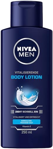 NIVEA MEN Vitalisierende Bodylotion, vitalisierende Körperpflege spendet 24+ Stunden Feuchtigkeit, Körperlotion mit Vitamin E für intensiv gepflegte Haut (250 ml)
