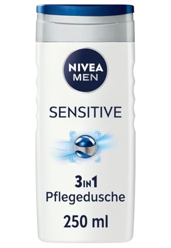 NIVEA MEN Sensitive Duschgel (250 ml), pH-hautneutrale Pflegedusche für empfindliche Haut, Männer Duschgel mit Bambusextrakt für Körper, Gesicht und Haar