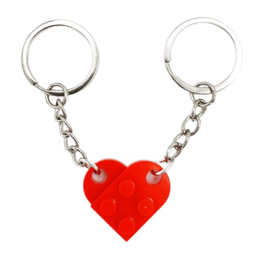 LAC Herz Schlüsselanhänger Partner - Geschenk Valentinstag für Ihn und Sie - Jahrestag Paar Geschenke Für Beide (Rot)