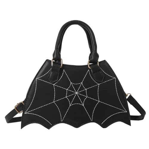 Fledermaus-Geldbörse schwarze Fledermausflügel Halloween-Geldbörse mit verstellbarem Riemen wasserdichtes PU-Leder Gothic-Horror-Spinnennetz Umhängetasche Handtasche für Frauen Horror-Geldbörse