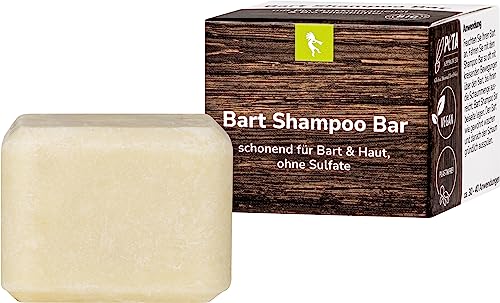 GREENDOOR Beard Shampoo Bar 75g vegan, festes Bart Shampoo mit Bio Sheabutter ohne Sulfate Silikone Plastik, perfekt gepflegter Bart, natürlicher frischer Duft Naturkosmetik