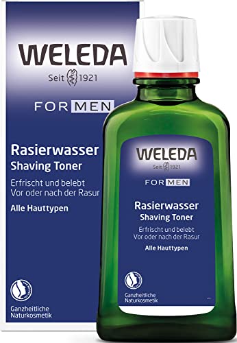 WELEDA Bio FOR MEN Rasierwasser - Naturkosmetik Pre Shave & After Shave erfrischt und belebt die Haut vor und nach der Trocken- und Nass-Rasur, pflegt & desinfiziert kleine Schnittwunden (1 x 100 ml)