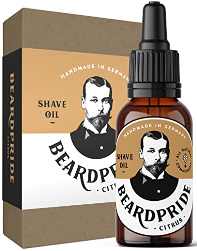 BEARDPRIDE Rasieröl Männer I hautpflegendes Rasieröl Herren Rasur I Shaving Oil Citrus I Rasierpflege Öl für die gepflegte Rasur für Männer I 100% naturreine Öle I 30ml