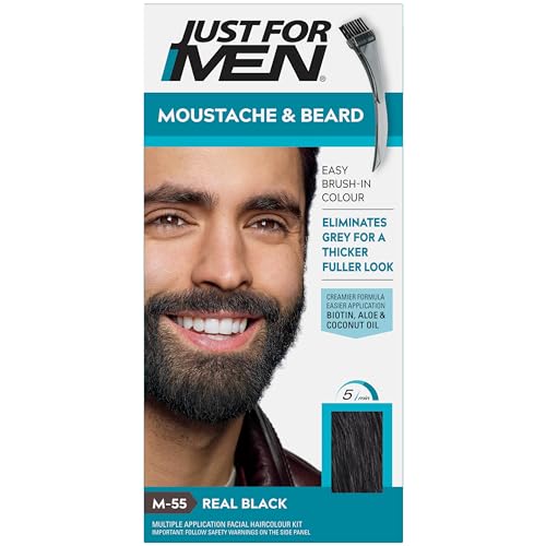 Just for men Moustache & Beard eliminiert Grau für einen dickeren und volleren Look - M55, Schwarz (Real...
