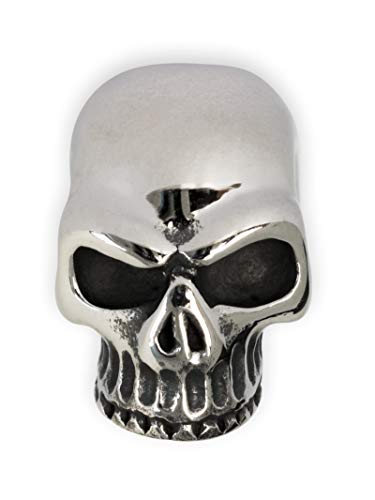 Fly Style Totenkopf Bartperle aus Edelstahl - Innendurchmesser 5mm - Wikinger Bartschmuck - Männer Schmuck