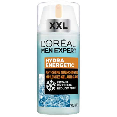 L'Oréal Men Expert XXL kühlendes Gel Anti-Glanz für Männer, Erfrischende und mattierende Gesichtspflege, Gesichtscreme für Herren mit Meeresquellwasser, Hydra Energy, [Amazon Exclusive], 1 x 100 ml