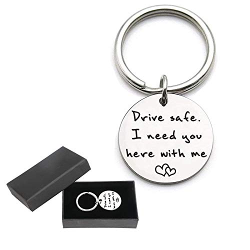 EDATOFLY Drive Safe - Schlüsselanhänger aus Edelstahl Schlüsselbund Personalisierte Kreative Schlüsselring Geschenk für Vater, Ehemann, Freund (Y-Silber)