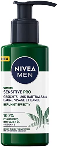 NIVEA MEN Sensitive Pro Gesichts- und Bartbalsam (150 ml), feuchtigkeitsspendende Creme mit Hanfsamenöl &...