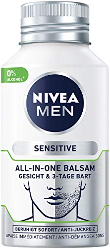 NIVEA MEN Sensitive All-In-One Balsam Gesicht & 3-Tage Bart (125 ml), beruhigende Gesichtspflege,...