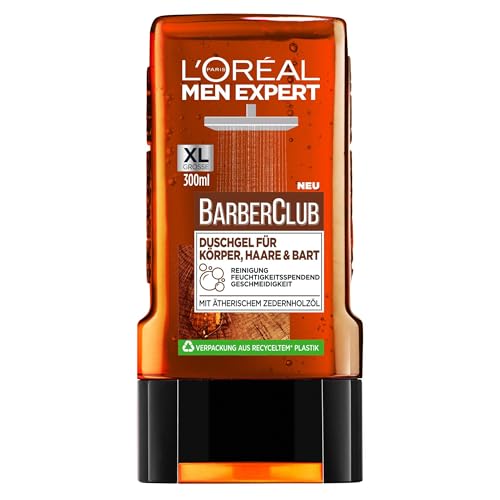 L'Oréal Men Expert Duschgel für Männer, Zur Reinigung von Körper, Haar & Bart, Barber Club, 1 x 300 ml