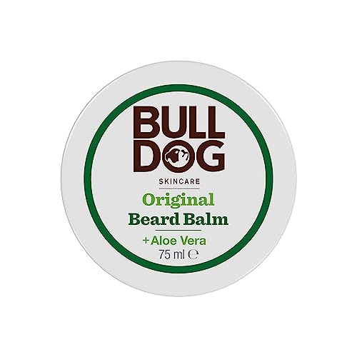 Bulldog Skincare Bartbalsam mit natürlichen Inhaltsstoffen — Aloe Vera Leindotteröl und Grüntee, 75 ml (Verpackung kann variieren)