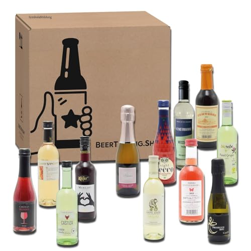KALEA Wein Verkostungsbox | 12 x 250ml (Weiß- u. Rotweinen sowie Prosecco and friends) | tolles Geschenk für Mann und Frau