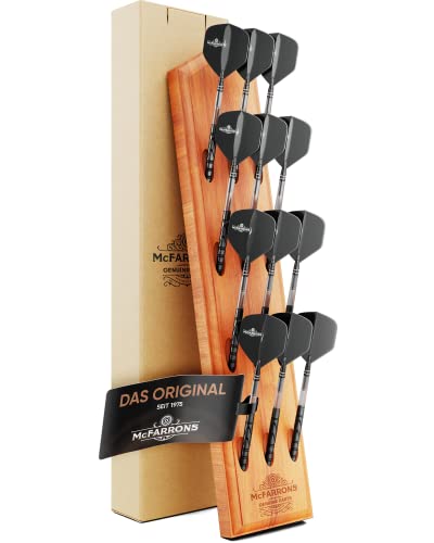 McFARRONS Dart Halter aus Holz für 12 Darts - Praktische Dart Aufbewahrung für die Wand als Zubehör für Jede Art von Dartscheibe - passend für Steeldarts und Softdarts. (Holz/Wood)