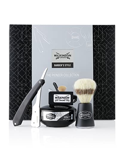 WILKINSON SWORD Barber's Style - The Pioneer Collection (Rasiermesser, 5 x Doppeklingen. Rasierpinsel,...