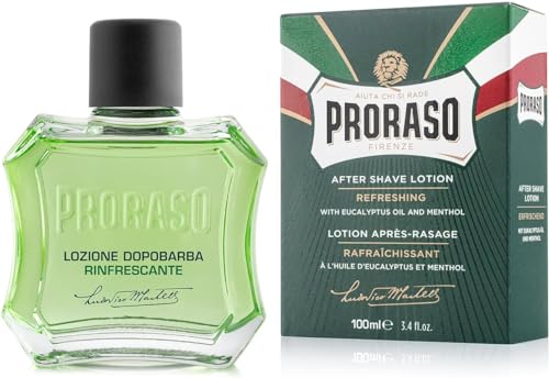Proraso After Shave Lotion Refresh, 100 ml, Aftershave für Männer mit Eukalyptusöl & Menthol, hilft der Haut, sich nach der Rasur zu regenerieren, Made in Italy