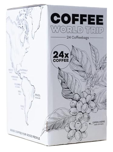 Premium Kaffee Kalender 'World Trip' mit 24 kleinen Einzelfiltern/Coffeebags in schöner Geschenkbox