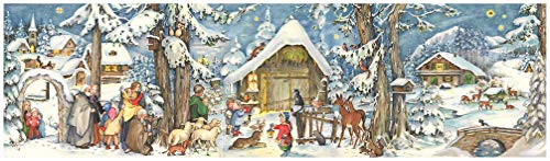 Nostalgischer Adventskalender aus Papier mit Bildern und Glimmer für Kinder und Erwachsene 'Weihnachten mit den Tieren'