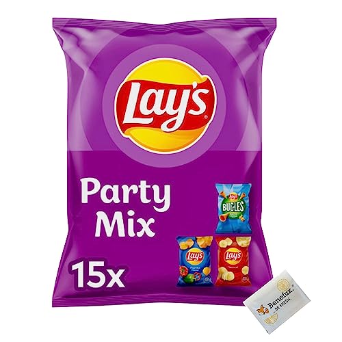 Lay's Party Mix 15 Mini Chips Beutel + Benefux. Erfrischungstuch 413 g
