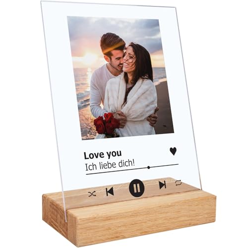 GRAVURZEILE Song Cover Glas Foto aus Acrylglas - Personalisiertes Geschenk mit eigenem Bild im Spotify Musik Cover Design, Küche - Fotogeschenke für Sie & Ihn - Geschenke für Frauen & Männer
