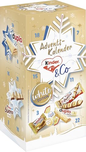 Ferrero kinder and Co. White Adventskalender – Adventskalender mit Schokoladen-Spezialitäten von Ferrero und kinder – 1 Kalender à 263 g