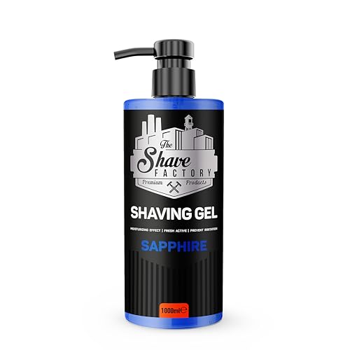 The Shave Factory Shaving Gel - Perfektes Rasiererlebnis, Feuchtigkeit, Schutz und Komfort für Männer – Premium-Rasiergel für eine ultra-glatte und erfrischende Rasur (Sapphire, 1000ML)