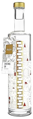 Wajos Adventskalender Flasche 500 ml: Glasflasche gefüllt mit Christmas Gin, der etwas andere Adventskalender als Alternative zum Diy Adventskalender