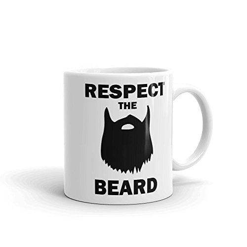 Keramiktasse mit der Aufschrift „Respect The Beard“, Weiß, 325 ml