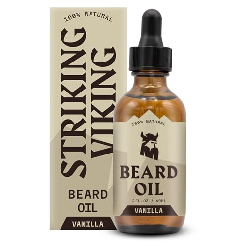 Striking Viking-Vanille-Bartöl (groß 2 oz.) – 100% natürliche Bartspülung mit Bio-Argan- und...