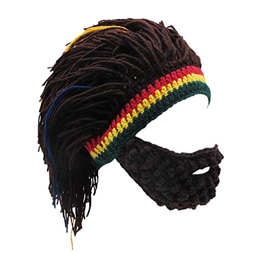 Xinqiao Herren Strick-Bartmütze, Reggae-Frisur, Rasta-Kopfbedeckung, Beanie, lustige Mützen, coffee,...