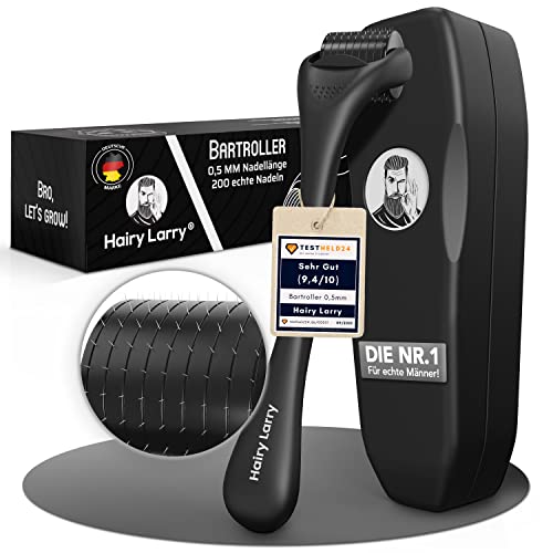 Hairy Larry® Bartroller 0.5mm – extra ECHTE NADELN für mehr Bartwuchs – professionelles Beard Roller...