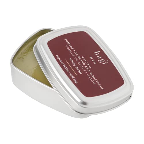 Hagi Whisky Barber Natural Pomade For Beard & Moustache for Styling, with Hops Extract, Cupuacu Butter, Pine Oil and Candelilla Wax, Whisky Scent, 70 ml