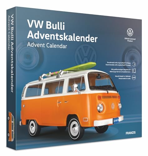 FRANZIS 67223 - VW Bulli Adventskalender inkl. Metall-Modellauto im Maßstab 1:43, Soundmodul mit original VW Bulli T2 Klang und großformatigem Begleitbuch. Ab 14 Jahren.: VW Bulli Advent Calendar
