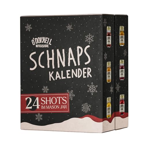 O’Donnell Moonshine Microkalender 2024 - Adventskalender mit 24 x 20ml Mason Jars voller Premium-Likör - Jedes Türchen ein Fest, jeder Tropfen ein Feuerwerk für eure Sinne