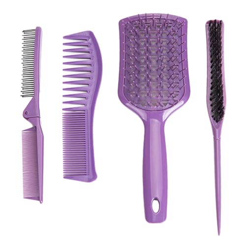 Friseurkamm-Set, violetter Massagekamm mit Zähnen, innovatives, faltbares, tragbares Haarstyling-Werkzeug, Teasing-Kamm für Zuhause, Friseursalon