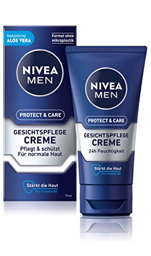 NIVEA MEN Protect & Care Gesichtspflege Creme (75 ml), beruhigende Gesichtscreme für Männer, feuchtigkeitsspendende Tagescreme mit Aloe Vera und Pro Vitamin B5