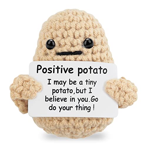 Meanju Positive Potato,Kreative Strickwolle Kartoffel Puppe,Pocket Hug Positive Kartoffel,Kreative Plush Plushie,Mutmacher Geschenk,Mutmacher Kartoffel Pocket Hug Geburtstagsgeschenk