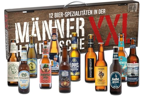 KALEA Männerhandtasche XXL l Bierset mit 12 x 0,33l Bierspezialitäten l Bier Tasting zu Hause für alle Fans von verschiedenen Biersorten | Geschenk für Männer und Frauen
