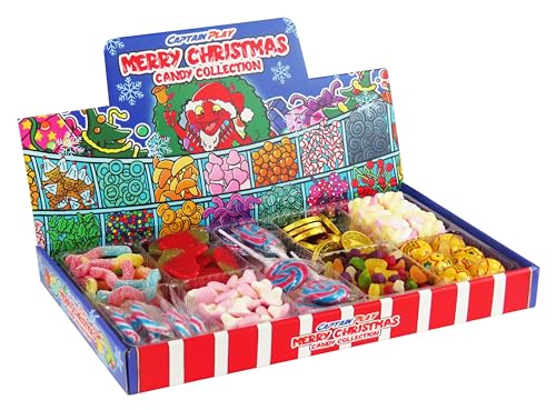 CAPTAIN PLAY Merry Christmas Candy Collection, fertige Weihnachts Candy Bar mit 900g Süßigkeiten Mix, besondere Geschenkidee zu Weihnachten