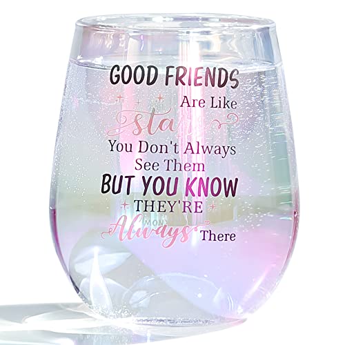 Geburtstagsgeschenke für beste Freunde für Frauen, gute Freunde sind wie Sterne, Weinglas,...