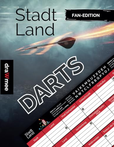 Stadt Land Darts - Quiz Geschenk für Spieler & Dartsport Fans: Spielblock mit 35 Blatt Din-A4 (Seiten zum Ausschneiden)