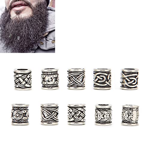 Bart Perlen für Männer Bart Styling Werkzeuge 10 Stück Wikinger Bart Perlen Legierung Antike Nordische Dreadlock Perlen für Bart Haare DIY Armband Halskette