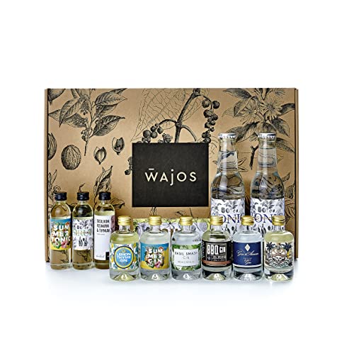 Wajos Gin Tasting Set – Summer Edition: 4 Gins, 3 Tonic Sirups, 2 Tonic Water + Rezepte, Geschenkbox für Gin-Liebhaber