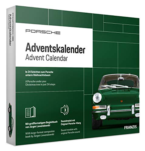 FRANZIS 67119 - Porsche 911 Adventskalender irisch grün 2020, Modellbausatz im Maßstab 1:43, inkl....