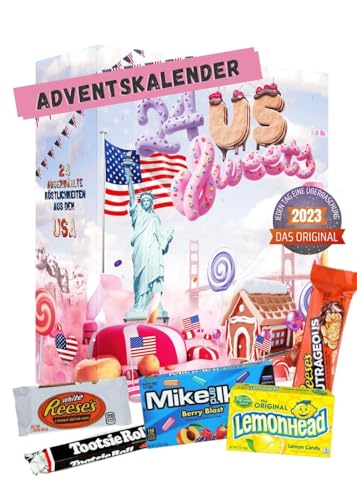 [ Boxiland ] US Süßigkeiten Adventskalender 2023 I 24 Original Sweets aus Amerika I American Candy Adventskalender USA Süßigkeiten 2023